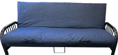 Full dark blue denim futon - full,